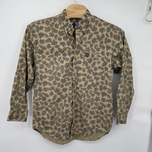 VTG Chaps Ralph Lauren Mens Long Sleeve Button Down Shirt Leaves Fall All Over L - Picture 1 of 9